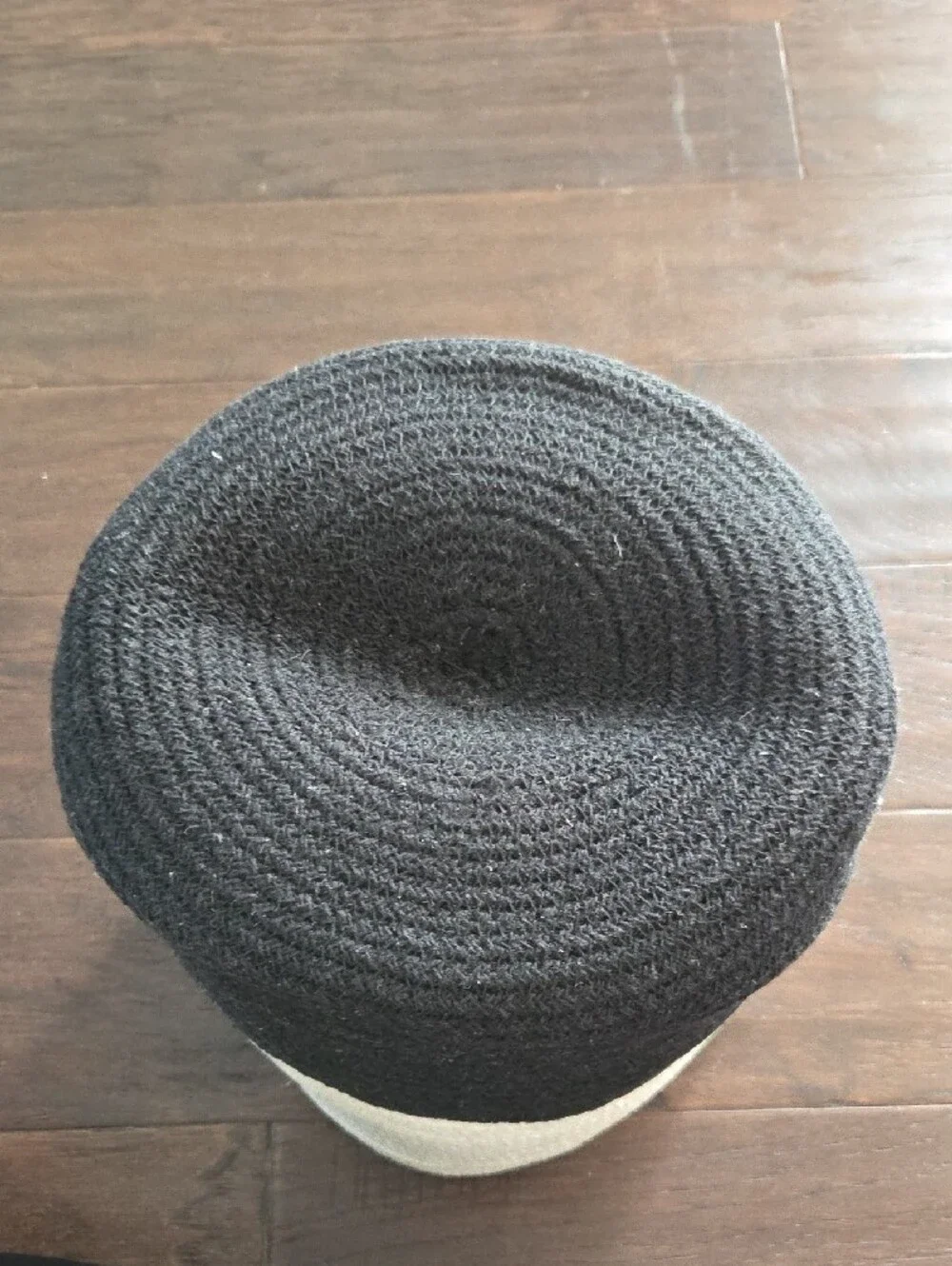 Two-Tone Black and Cream Rope Storage Basket